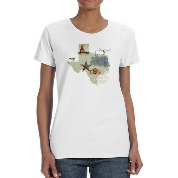 Illustrated State-texas T-Shirt Women -Jacob Green Designs, Female Medium