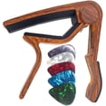 thumbnail image 1 of Cejilla de guitarra con 5 púas de color madera, 75 x 80 mm, cejilla de aleación para guitarra folk de 6 cuerdas, guitarra eléctrica y acústica, ukelele, mandolina y banjo, 1 of 1