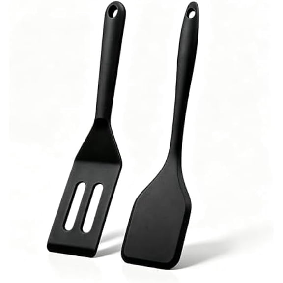 Small Silicone Spatula Set 2 Pack, Heat Resistant Mini Spatula for Non Stick Frying Pan, Flexible Thin Cooking Spatulas for Baking, Cookie & Brownie - Multi-Functional High-Efficiency D