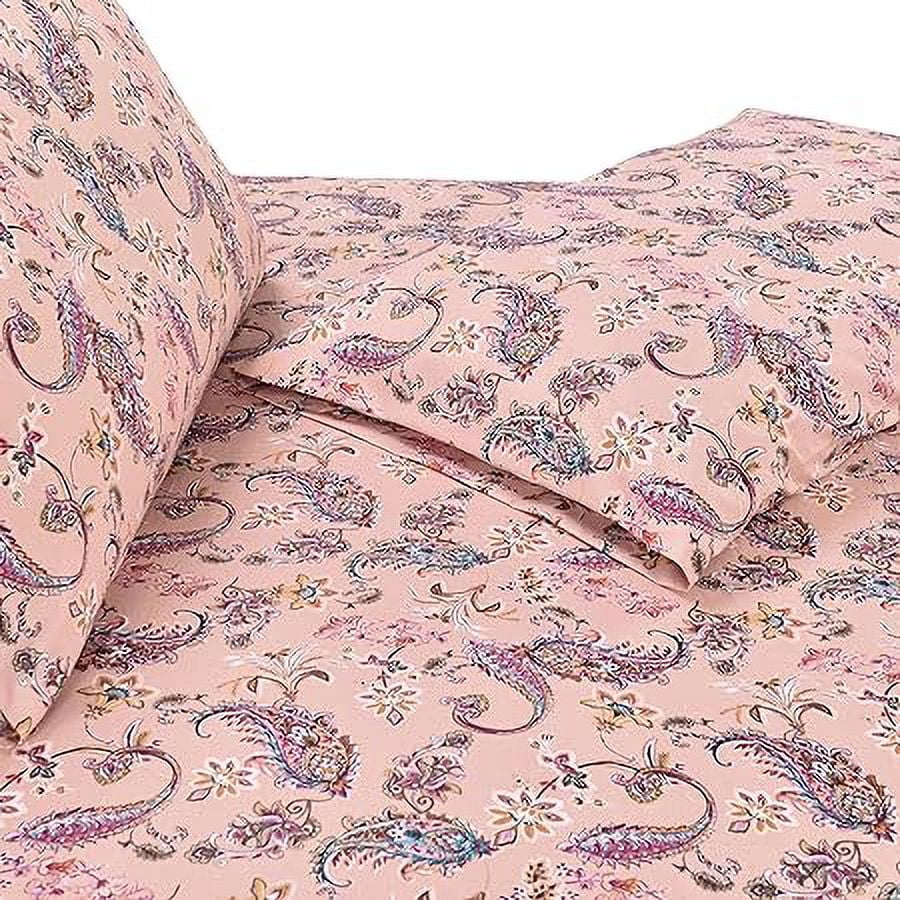 Elegant Comfort Luxury 1500 Series Soft Bed Sheets - Wrinkle & Fade Resistant, 4-Piece Set, Twin/Twin XL, Paisley Coral