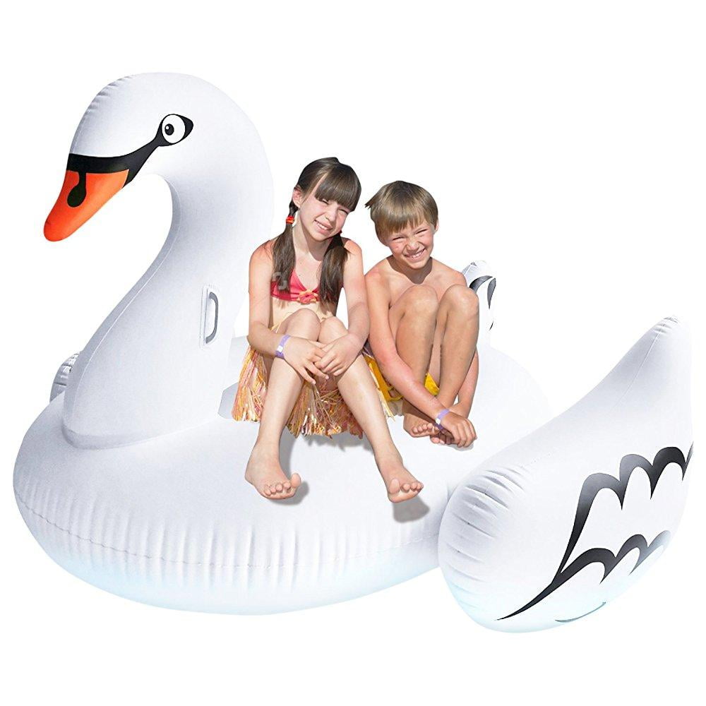 POOL FLOAT GIANT 6 FOOT SWAN RAFT SWIMMING RIDEABLE LAKE PARTY 75" INFLATABLE 