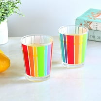 Youngever 4 Pack 16 Ounce Plastic Tumblers, Bistro Plastic Glasses, Cafe BreakResistant Drinking Glasses, Shatterproof Beverage Tumblers, Reusable, NO BPA, Top rack Dishwasher Safe (Rainbow Stripe)