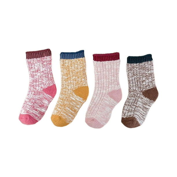 Sonducket 4 piezas de calcetines de punto transpirables suaves de estilo Vintage de invierno, calcetines de algodón elásticos de diseño Simple, Medias Muchachas SG Sonducket AP013198-08