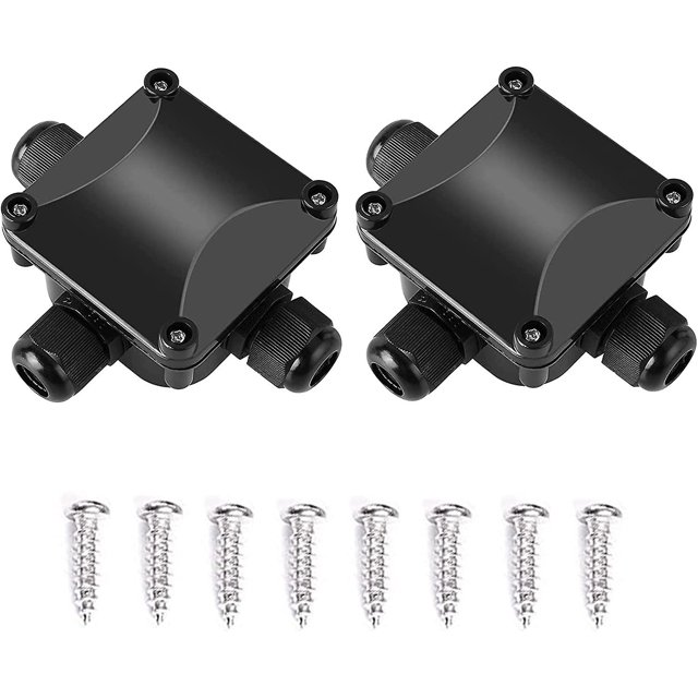 Caja de conexiones eléctricas a prueba de agua IP68, conectores de Cable de 3 vías, caja de plástico, juego de caja de conexiones eléctricas, 2 piezas C