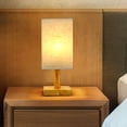 thumbnail image 2 of Lámpara de mesa pequeña para dormitorio – Lámparas de noche para mesita de noche, lámpara minimalista de madera maciza con pantalla de tela cuadrada, lámpara de lectura de escritorio para ha, 2 of 4