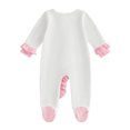 thumbnail image 3 of Cjfdfy Newborn Baby Girl Footed Fall Clothes She's Here Embroidery Footed Romper Long Sleeve Fall Bow Ruffle Jumpsuit Infant Cute Coming Home Fall Winter Outfit, 3 of 9