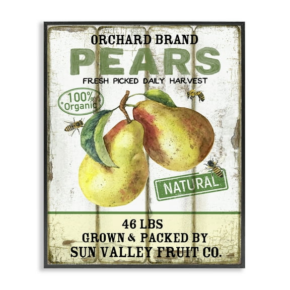 Stupell Industries Farm Orchard Pears Food & Beverage Painting Black Framed Art Print Wall Art, 11 x 14
