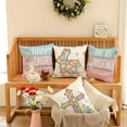 thumbnail image 2 of Happy Easter Pillow Covers 18x18 Inch Set of 4, Floral Cross He is Risen Rabbit Bunny Carrot Striped Farmhouse Decorative Throw Pillowcases for Home Sofa Couch Decoration G495-18, 2 of 6