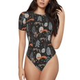 thumbnail image 2 of Fotbe Fox In The Forest Women's Crew Neck Short Sleeves Bodysuit Tops Round Neck Slim Sleeveless Soft Comfortable Basic-Large, 2 of 7