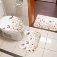thumbnail image 5 of Orange Flower Bathroom Rugs Set Watercolor Butterfly Wildflower Non Slip Absorbent Soft Bath Mats 3 Piece Set with Bathroom Rug, U-Shaped Floor Mat, Toilet Seat Cover Large Size, 5 of 9