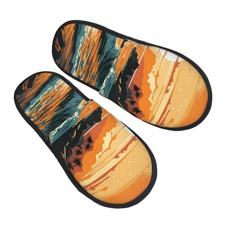 

JUNZAN Serene Ocean Sunset Slippers for Women House Shoes Non Slip Indoor/Outdoor Pineapple And Cactus Designs-Large