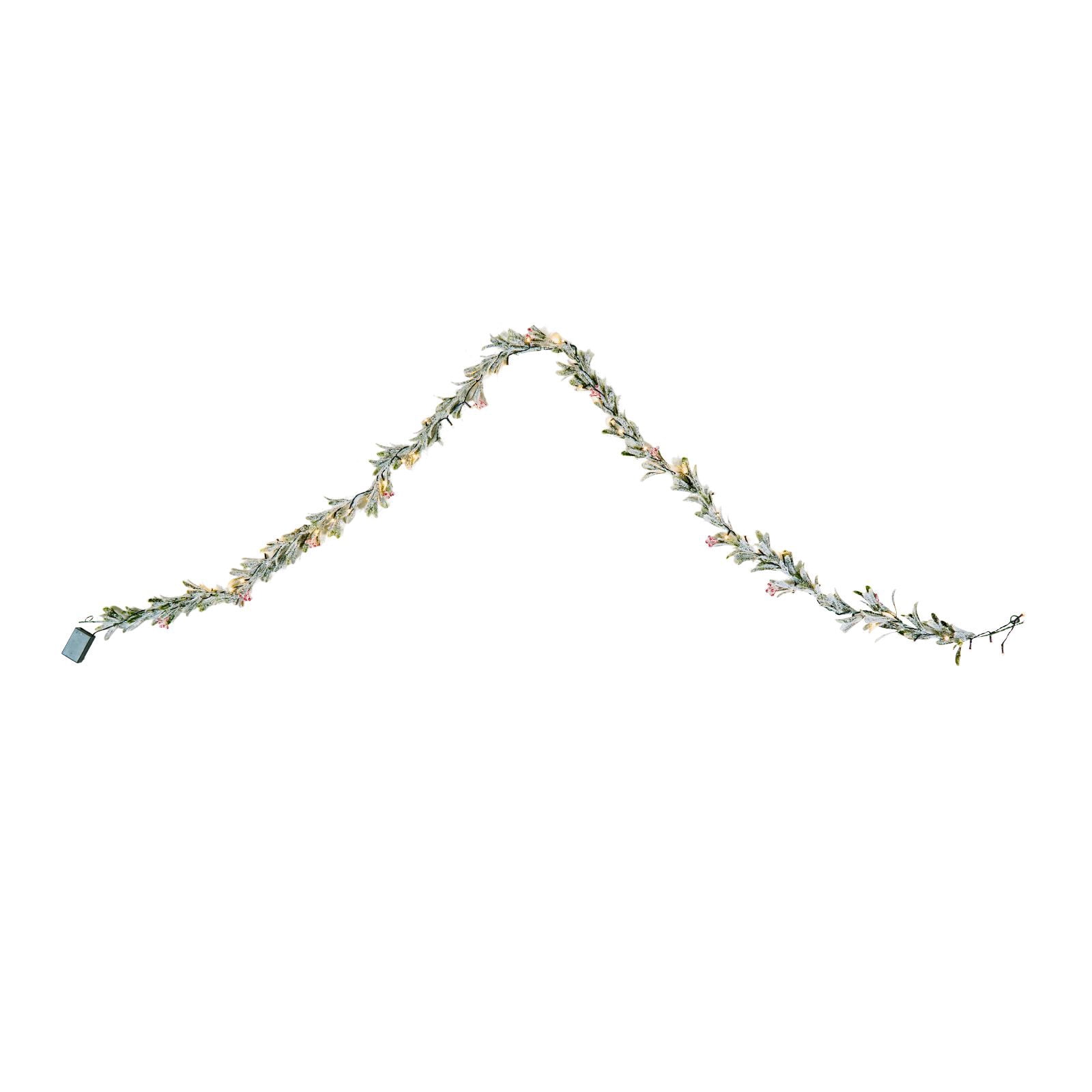 9ft LED Christmas Garland, Realistic Olive Vines Red Berries, Full Fluffy Artificial Greenery for Mantle Stair Fireplace Holiday Decor