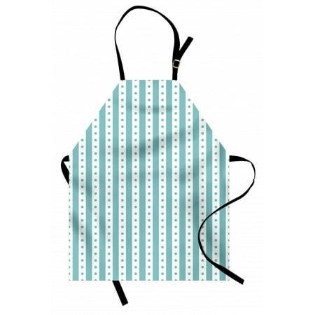 

Turquoise Apron Dots Rounds and Stipes with Thick Borders Vintage Retro Textured Image Unisex Kitchen Bib Apron with Adjustable Neck for Cooking Baking Gardening Mint Green and White by Ambesonne