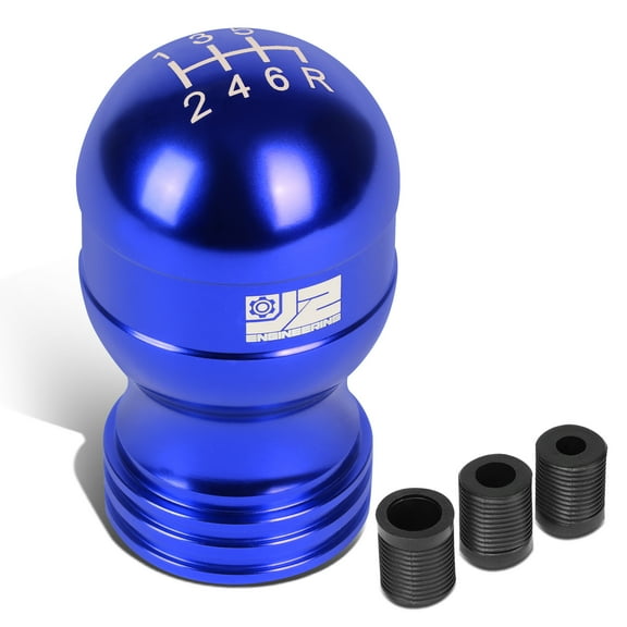 J2 Engineering Universal Blue Manual Car Shifter Knob Aluminum Teardrop Shape with Adapter J2-SK-001-BL