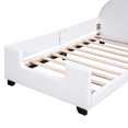thumbnail image 5 of Twin Size Teddy Upholstered Daybed with Carton Ears Shaped Headboard, Upholstered Platform Bedwith No Box Spring Needed for Kids, Girls, Boys, White, 5 of 9