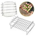 thumbnail image 2 of rujjftsy Fryer Rack with 4 Skewers, Stainless Steel Grill Rack Kebab Rack Barbecue Rack, Meat Skewers Multifunctional Horizontal Skewer Stands for Fryer, Steamer, Oven, Home Kitchen Gadgets, 2 of 9