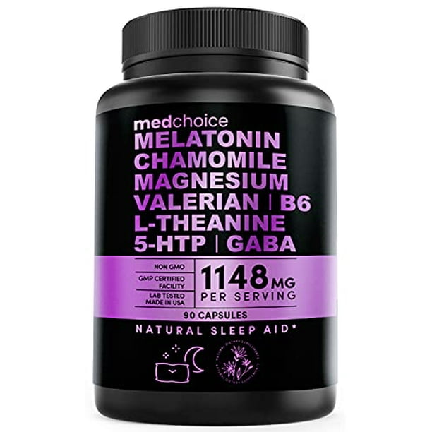 10in1 Melatonin 6mg Natural Sleep Aid, Sleep Supplement w L Theanine, 5 HTP, GABA, Valerian