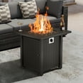 thumbnail image 5 of KingChii 28 inch Propane Fire Pit with Lid and Lava Rock, 50,000 BTU Steel Gas Fire Pit Table for Outdoor, Garden, Patio and Backyard, Black, 5 of 9