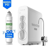 Waterdrop G3P600 Reverse Osmosis System, 8 Stage Tankless Reverse Osmosis Water Filter, NSF/ANSI Certified, Under Sink RO System, 2:1 Pure to Drain, Smart LED Faucet,with 1 Free Filter