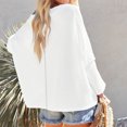 thumbnail image 2 of Suéter De Punto Batwing Manga Larga Un Hombro Color Puro Tops Casuales De Moda Para Mujer Blanco M, 2 of 5