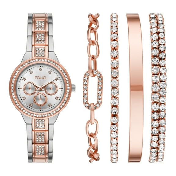 Women's Three-Hand, Silver-Tone Alloy Watch Gift Set
