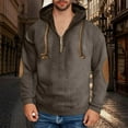 thumbnail image 2 of Momasggi Mens Vintage Corduroy Hoodies Casual Quarter Zip Pullover Tops Drawstring Long Sleeve Hooded Sweatshirts Outdoor Running Hiking Hoodie Brown M, 2 of 7
