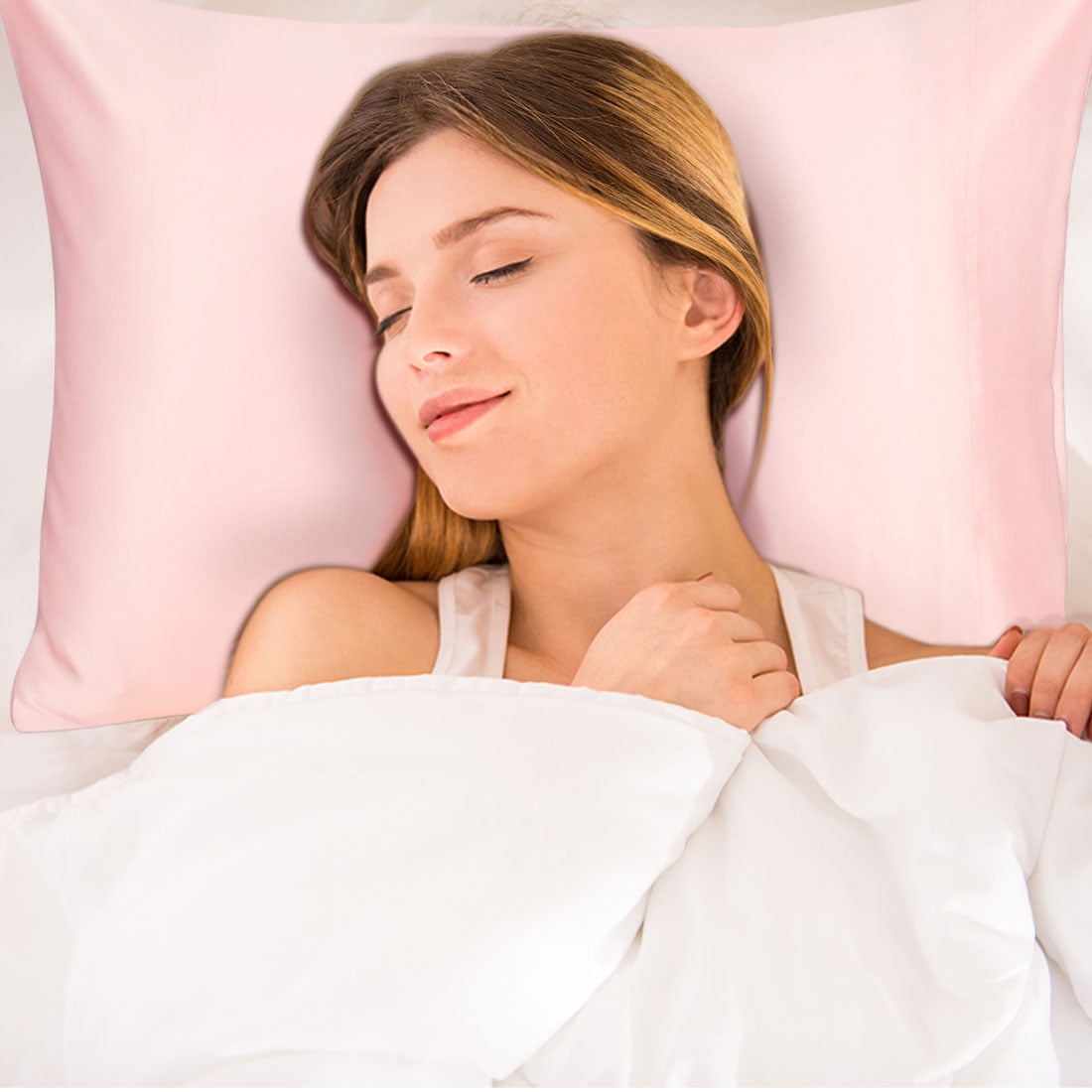 Unique Bargains 2-Pack 19 Momme 100% Silk Pillowcases Pink Standard