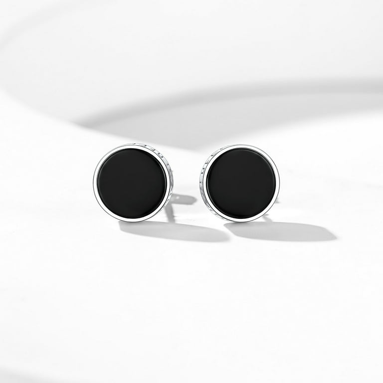 Amazon.com: ChicSilver Mens Stud Earrings Black Onyx