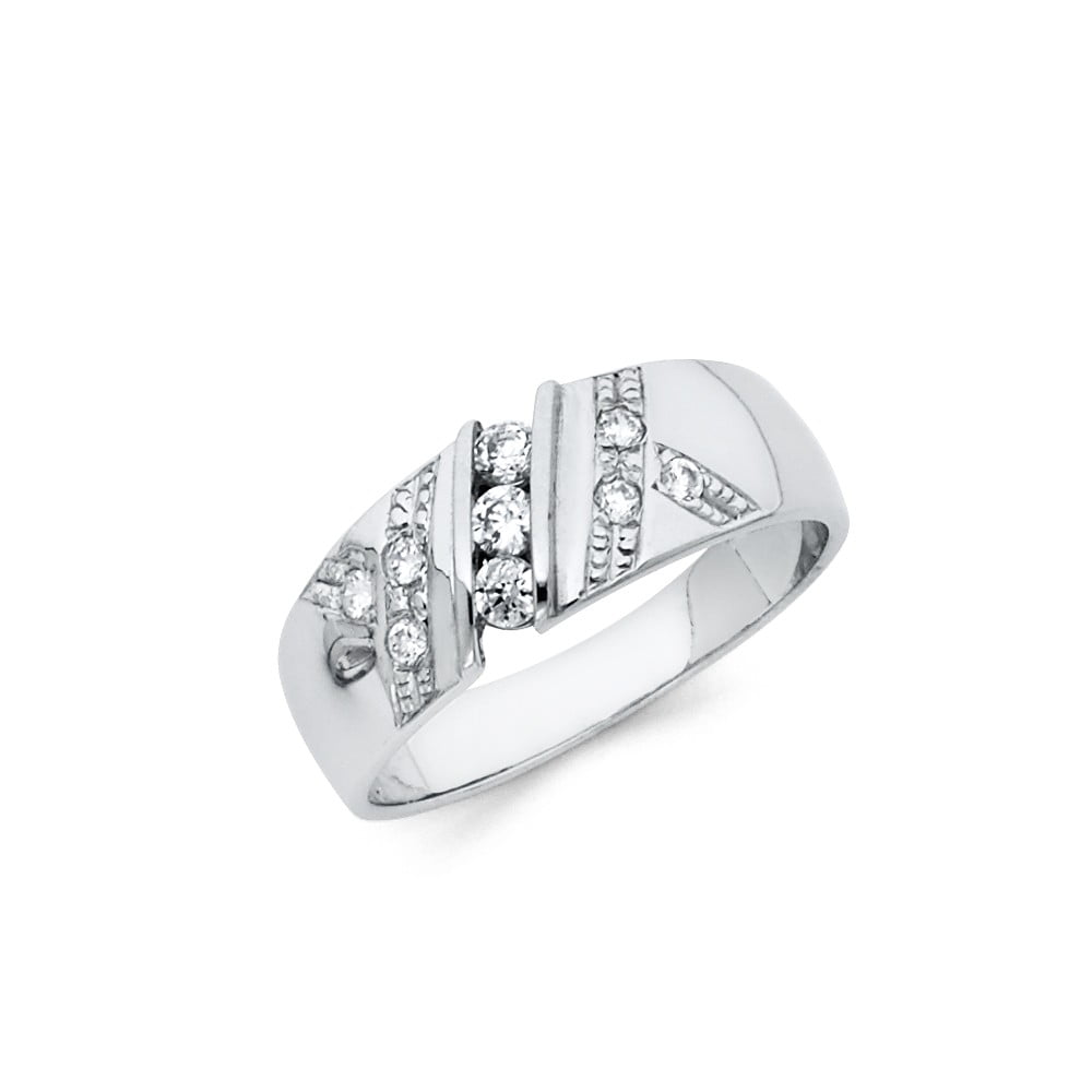 Jewels By Lux Sterling Silver 2-piece CZ Wedding Ring