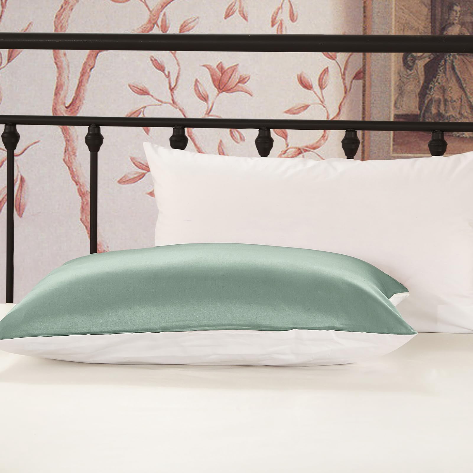 Silk Pillowcase For Hair And Skin With Cotton Underside Standard 20x26 Inch Avocado Green