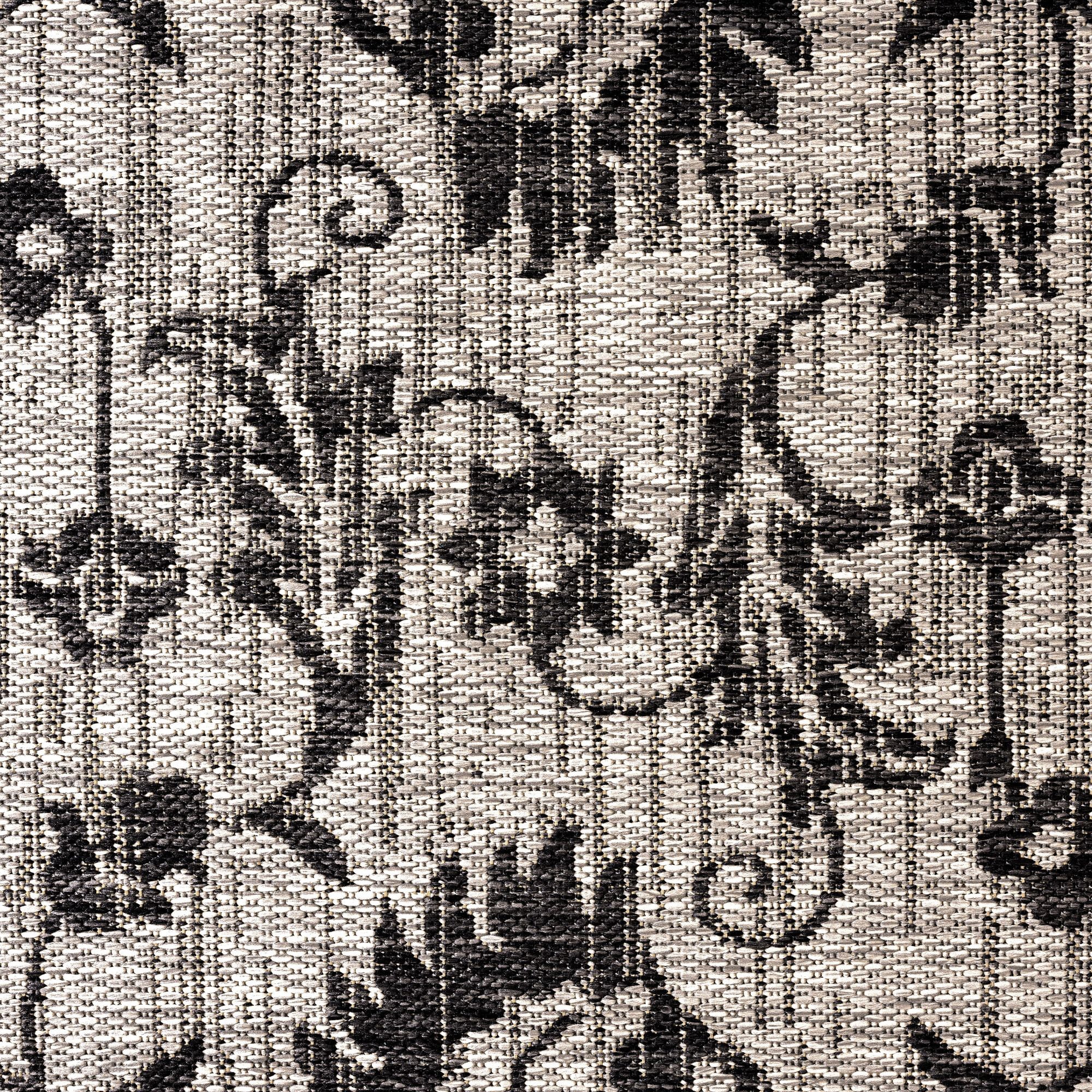 Nicole Miller New York Patio Country Ayala Botanical Floral Indoor/Outdoor Area Rug, Grey/Black, 7'9"x10'2"