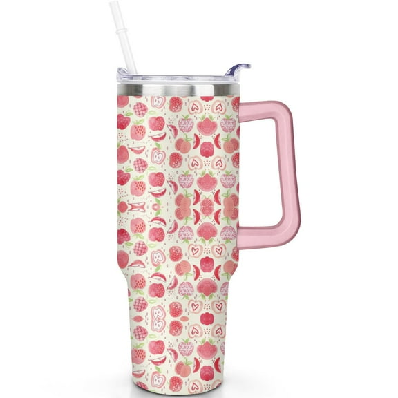 Premium Stainless Steel 40oz Apple Tumbler with Handle Flip Straw Lid Vacuum Insulated Leak Proof Apple Tumblers with Lids Straws Gifts for Men Women