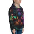 thumbnail image 3 of Picia Futuristic Cat Warrior Pattern Youth Hoodie - Warm Pullover Sweatshirt with Kangaroo Pocket, Ideal for Boys and Girls-Large, 3 of 6