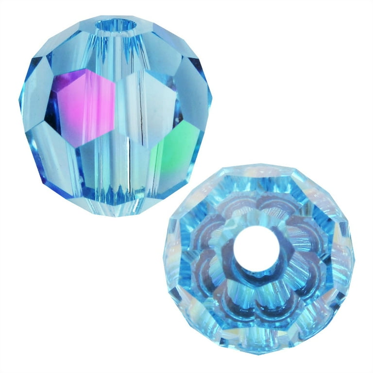 Swarovski Crystal Beads Round Aquamarine Shimmer