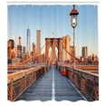 thumbnail image 3 of Ambesonne City Shower Curtain, Brooklyn Bridge Manhattan, 69"Wx84"L, Orange Pale Blue Grey, 3 of 3