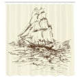 thumbnail image 3 of Ambesonne Vintage Shower Curtain, Hand Drawn Ship, 69"Wx70"L, Ivory Brown, 3 of 5