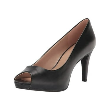 BANDOLINO Womens Black 1/2" Platform Cushioned Rainaa Peep Toe Stiletto Slip On Dress Pumps Shoes 9.5 M