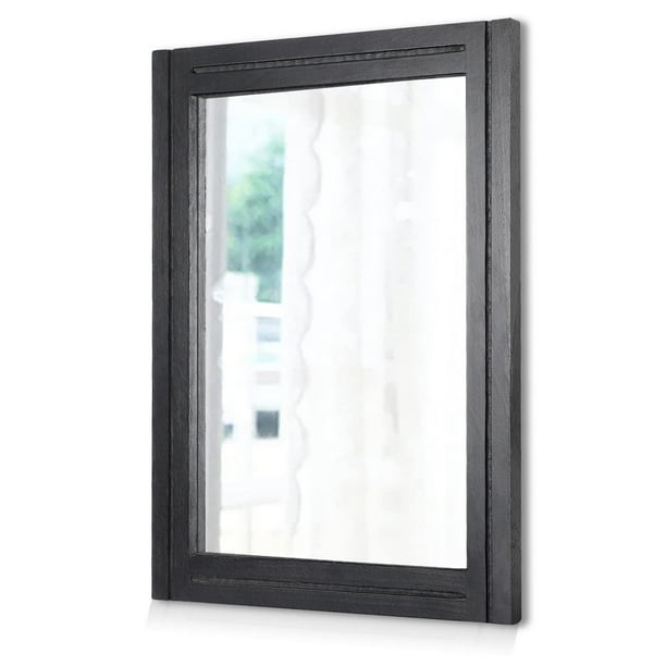 Espejo AAZZKANG con marco de madera negra para colgar en la pared, 40 x 30 cm