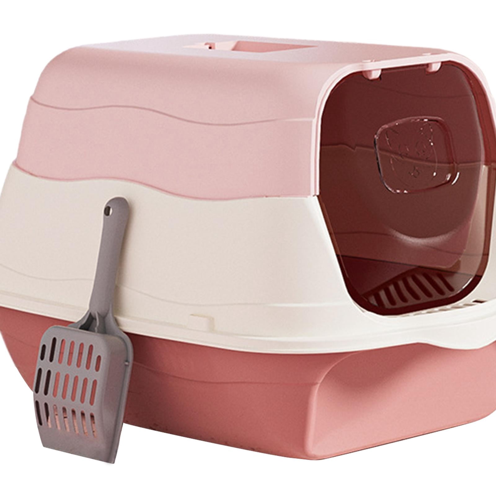 Bvdfgk Hooded Cat Litter Box Enclosed and Covered Cat Toilet Hooded Pet Litter Tray for Pink