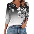 thumbnail image 3 of Xdegoge 3/4 Sleeve Tops for Women Plus Size Floral V Neck T Shirt Summer Fashion Tunic Shirts Dressy Casual Loose Fit Blouses Mothers Day, 3 of 8