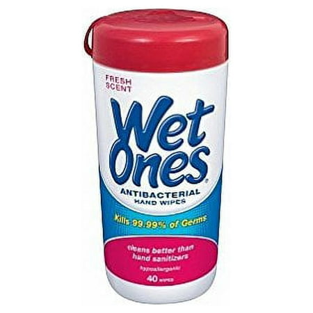 Wet Ones Antibacterial Hands & Face Wipes Fresh Scent 40 Count Canister