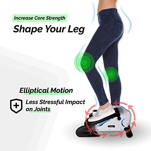 Leasbar Under Desk Elliptical Exercise Machine Mini Exercise Bike Cycle for Home Office Workout Exercise Equipment Pedal Exerciser Adjustable Resistance with Monitor 30dB Ultra Quiet