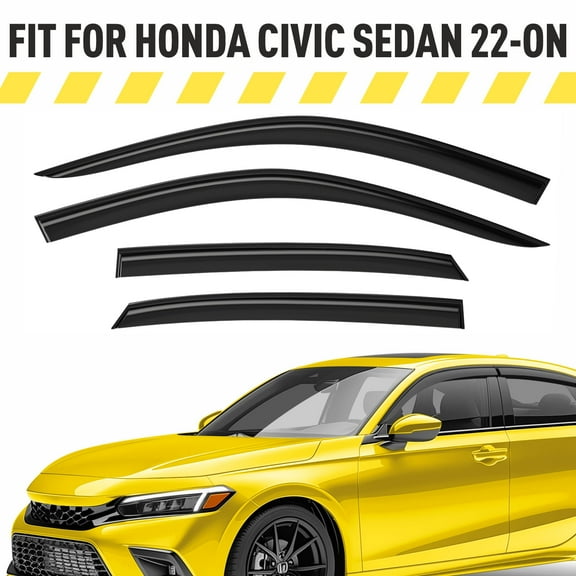 AEROGUYS Tape-On Window Deflectors Extra Durable Window Visors Rain Guards Fit for Honda Civic 2022-2026 Sedan, Sun Visors, Wind Vent Visors, Car Accessories - 4 pcs. AG0472