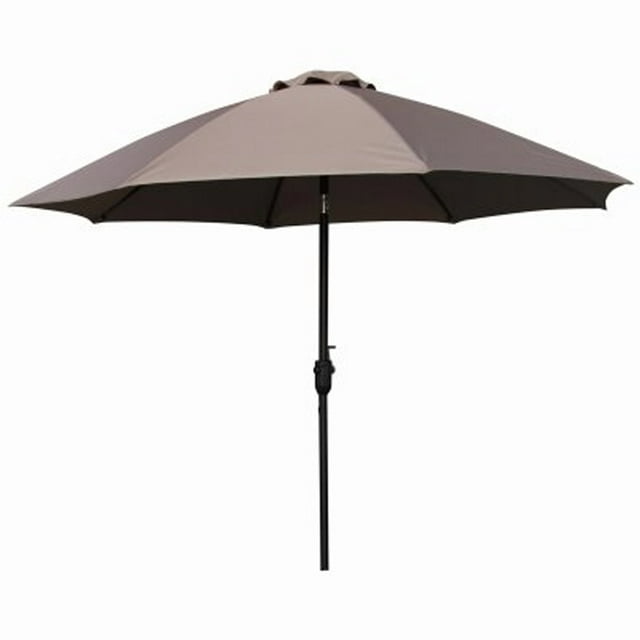 Four Seasons Courtyard 9 Foot Crank Lift Auto Tilt Patio Umbrella, Taupe