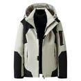 thumbnail image 3 of Sentmoon Men Jacket Color Block Long Sleeve Drawstring Hooded Neck Winter Coat Men's Plus Size Zipper Windbreaker Waterproof Mens Clothes Fall Fashion for Commuting and Bike Riding Beige XXXXL, 3 of 9