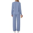 thumbnail image 4 of Fantaslook Fall Fashion Two Piece Lounge Sets for Women Henley V Neck Vacation Travel Outfit Casual Wide Leg Pants Matching Sets Women Clothing, 4 of 8