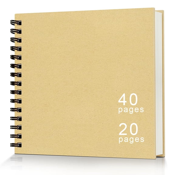 3U 8x8 Inch Scrapbook Photo Album, 40 Page Decorative Kraft Paper Book for 4x6 Pictures, DIY Memory Photo Albums as Gifts for Wedding Baby Christmas School Family