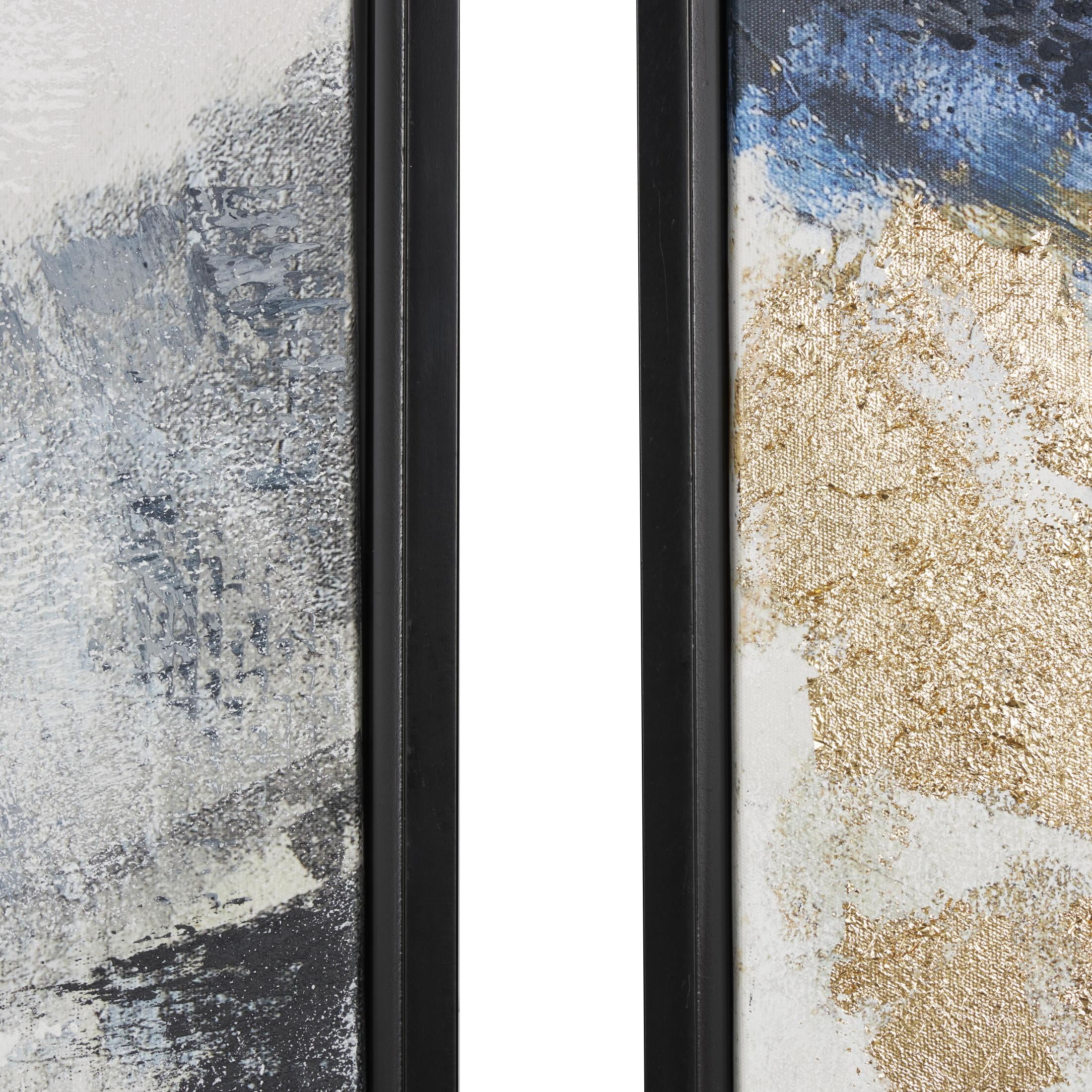 28" x 55" Lines Abstract Framed Wall Art with Gold Foil Accents, by DecMode (2 Count)