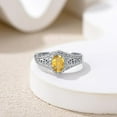 thumbnail image 3 of beryl_creation 925 Sterling Silver 2.20 Ct Oval Cut Yellow Citrine Christmas Thanksgiving Engagement Wedding Halo Ring 14K White Gold Plated For Women's -9.5, 3 of 4