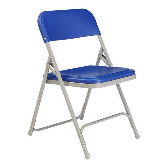 NPS 800 Series 29.75" Premium Plastic Folding Chair in Blue (Set of 4)